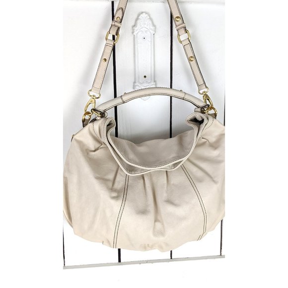 Steve by Steve Madden ivory Xbody boho Metal of Honor slouchy leather purse - Picture 2 of 7